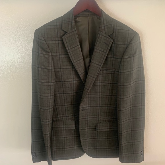 LIGHTLY WORN: MENS GREEN PLAID EXTRA SLIM SUIT - Picture 3 of 6